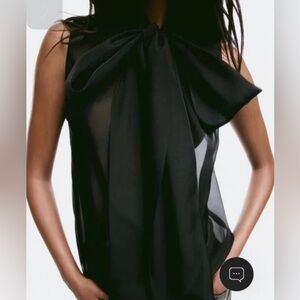 H&M Black Sheer Blouse with Bow